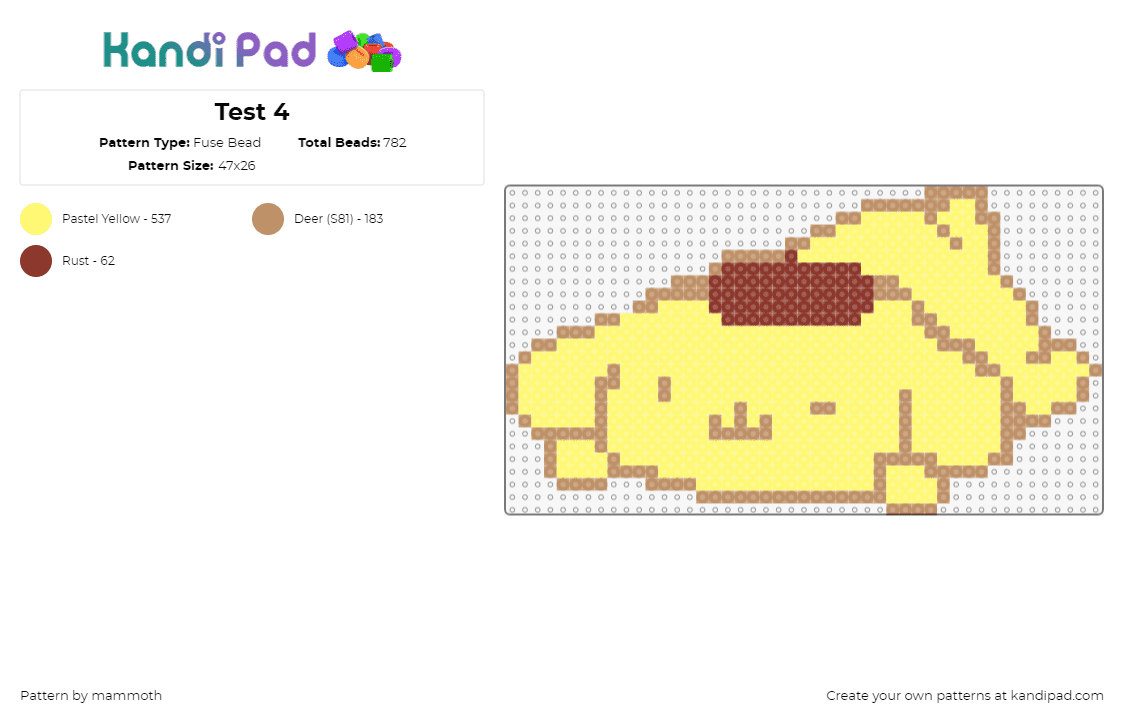 Test 4 - Fuse Bead Pattern by mammoth on Kandi Pad - pompom purin,sanrio,dog,cute,character,kawaii,yellow