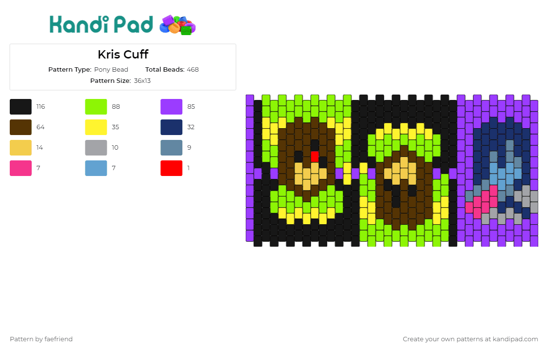 Kris Cuff - Pony Bead Pattern by faefriend on Kandi Pad - kris,undertale,video games,cuff