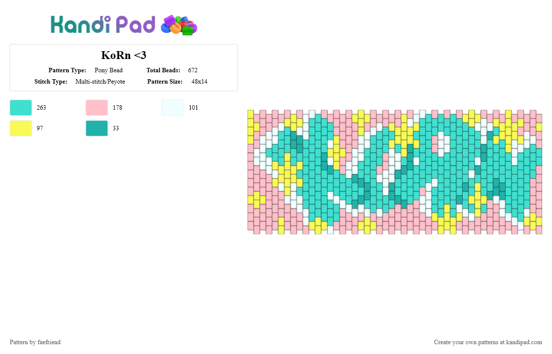 KoRn - Pony Bead Pattern by faefriend on Kandi Pad - korn,band,music,sparkly,numetal,pink,light blue
