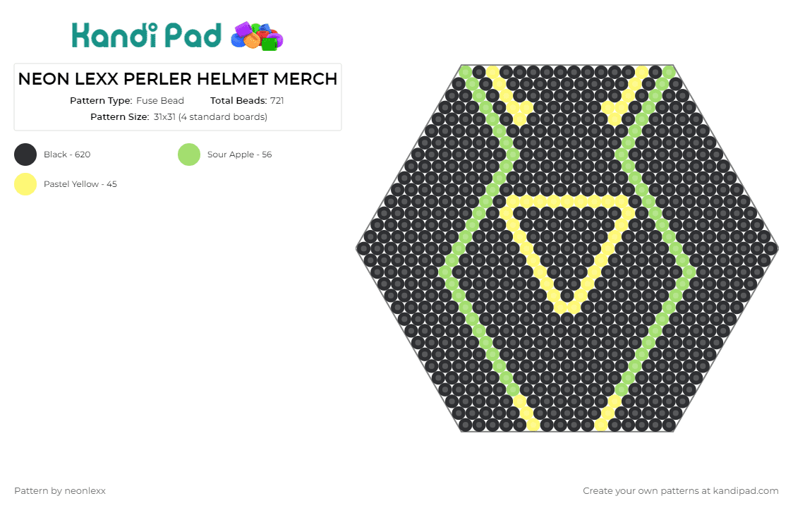NEON LEXX PERLER HELMET MERCH - Fuse Bead Pattern by neonlexx on Kandi Pad - neon,helmet,geometric,hexagon