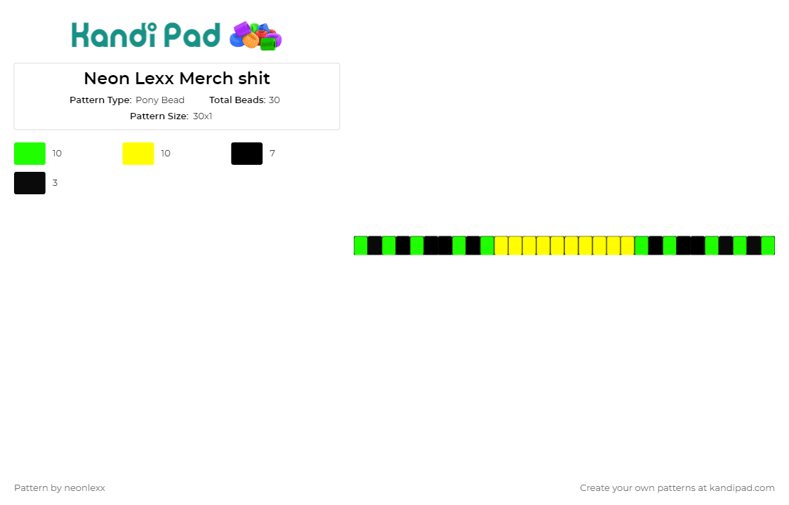 Neon Lexx Merch shit - Pony Bead Pattern by neonlexx on Kandi Pad - neon,single