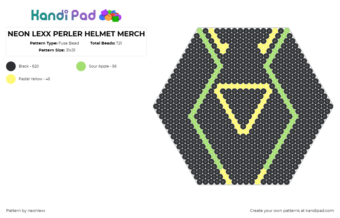 NEON LEXX PERLER HELMET MERCH - Fuse Bead Pattern by neonlexx on Kandi Pad - neon,helmet,geometric,hexagon