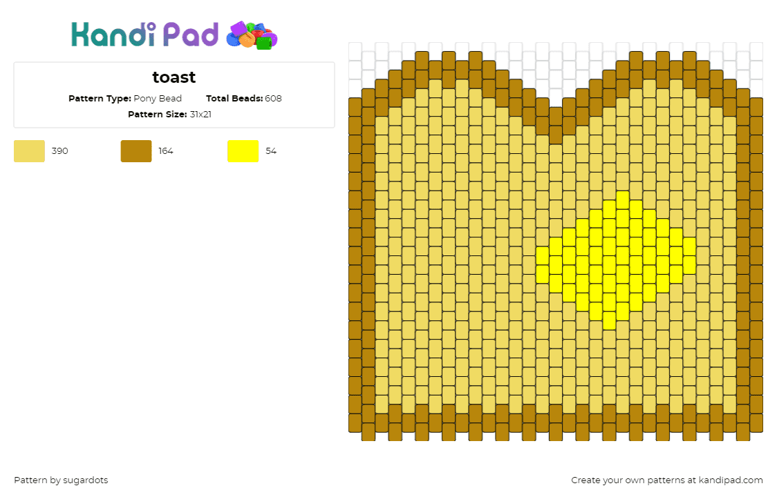 toast - Pony Bead Pattern by sugardots on Kandi Pad - toast,bread,butter,food,breakfast,tan,yellow