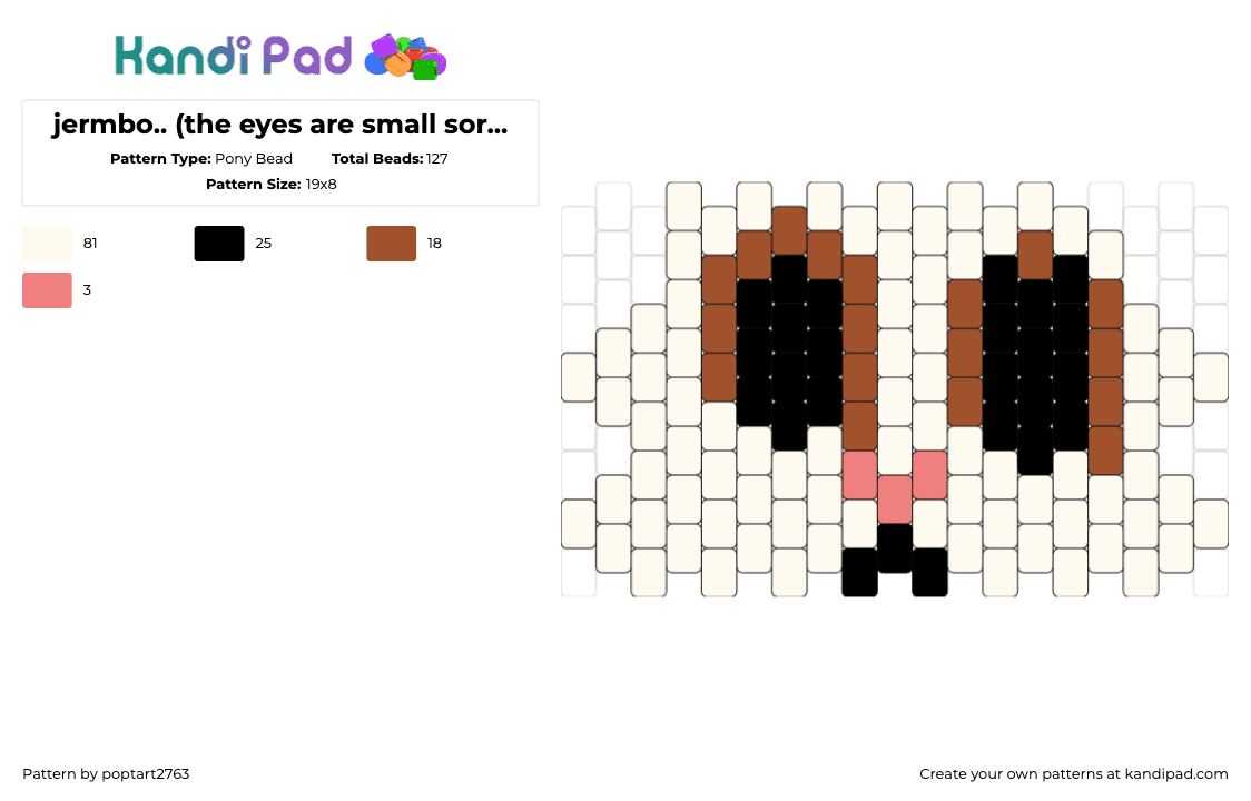 jermbo.. (the eyes are small sorry :3) - Pony Bead Pattern by poptart2763 on Kandi Pad - jermbo,regretevator,roblox,character,npc,cat,video game,beige,brown,black