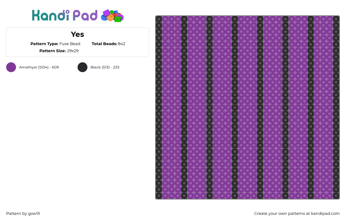 Yes - Fuse Bead Pattern by gxw1ll on Kandi Pad - vertical,stripes,panel,purple