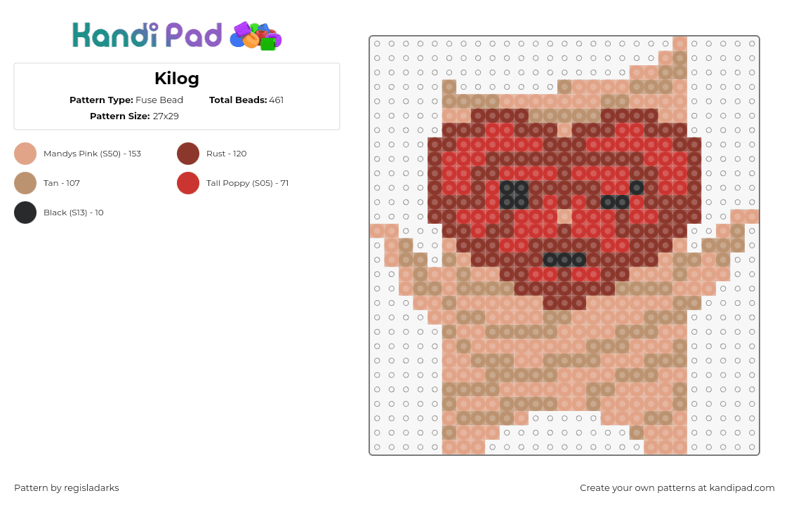 Kolog - Fuse Bead Pattern by regisladarks on Kandi Pad - korok,legend of zelda,kolog,character,video game,red,tan