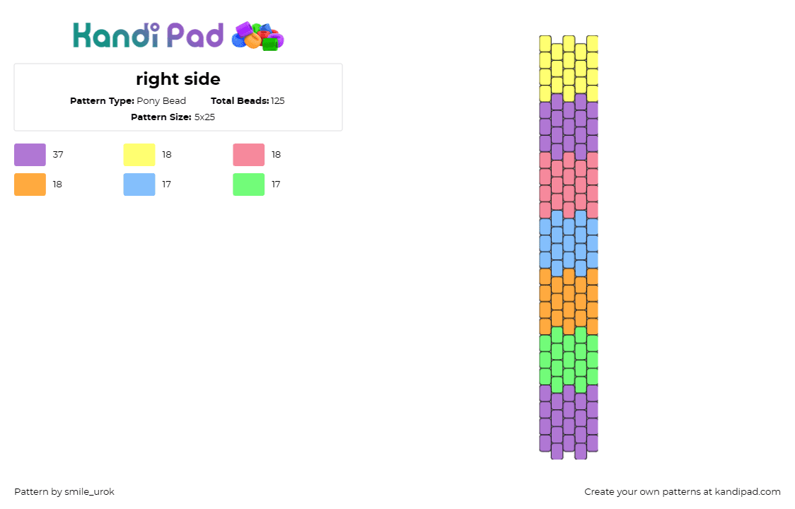 right side - Pony Bead Pattern by smile_urok on Kandi Pad - colorful,blocks,geometric,panel