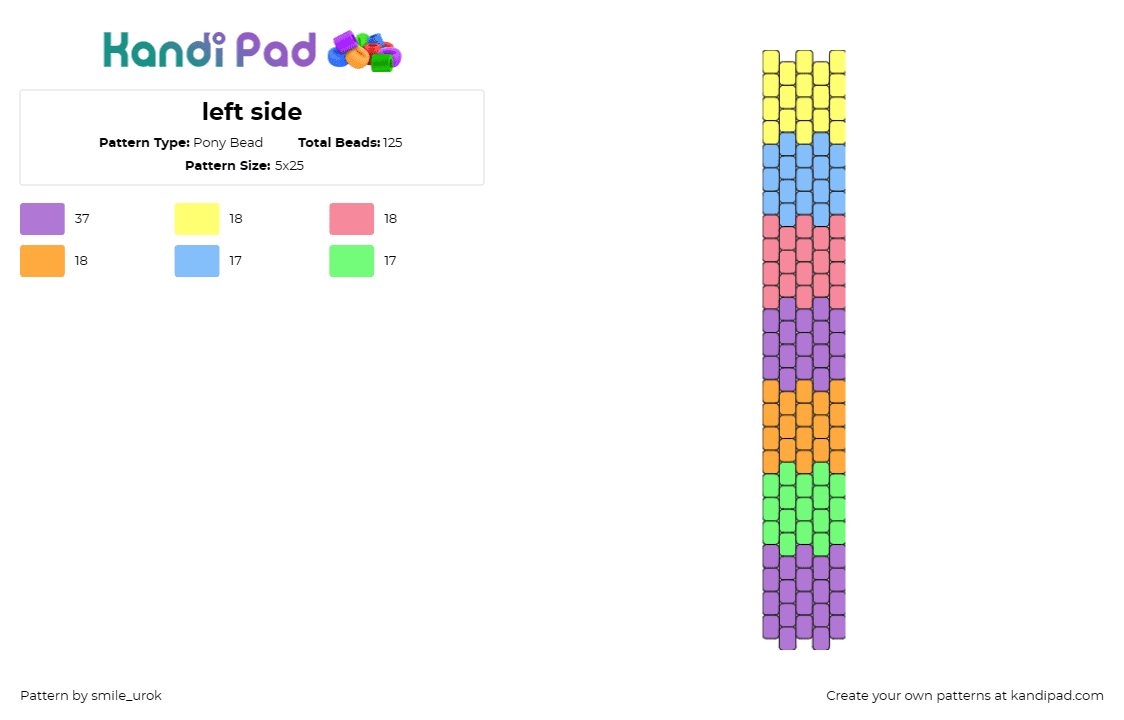 left side - Pony Bead Pattern by smile_urok on Kandi Pad - colorful,blocks,geometric,panel