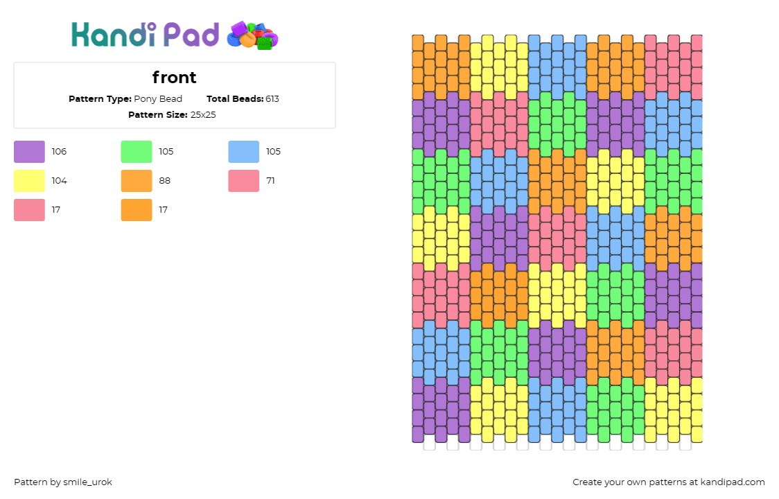 front - Pony Bead Pattern by smile_urok on Kandi Pad - colorful,blocks,geometric,panel