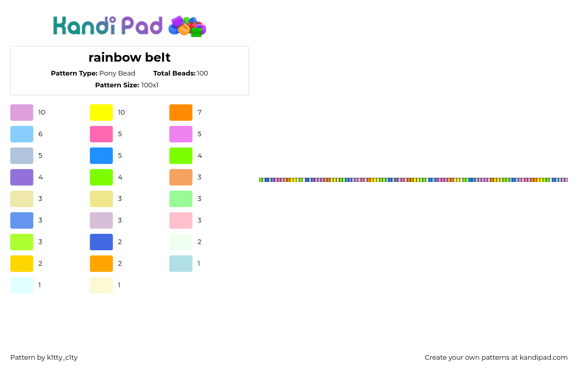 rainbow belt - Pony Bead Pattern by k1tty_c1ty on Kandi Pad - belt,rainbow,clothing,colorful