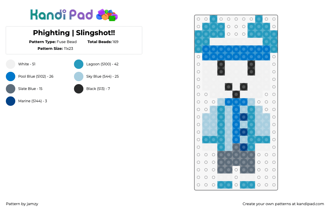 Phighting | Slingshot!! - Fuse Bead Pattern by jamzy on Kandi Pad - slingshot,phighting,roblox,character,video game,blue,light blue,teal,white