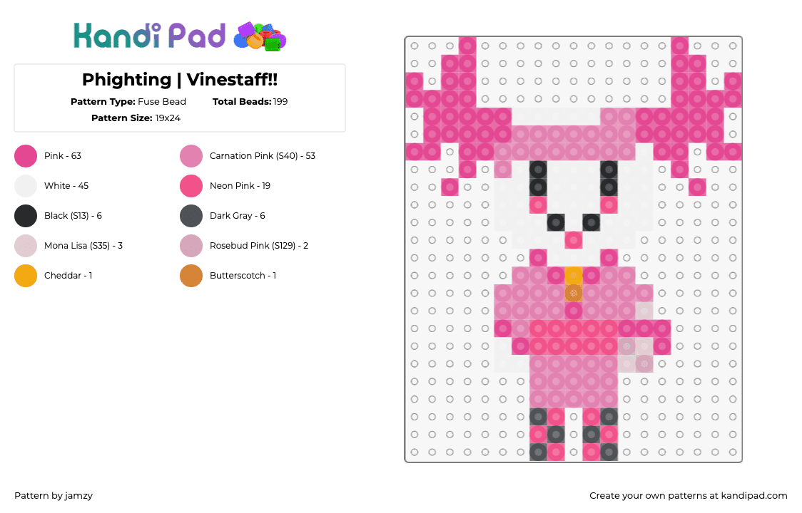 Phighting | Vinestaff!! - Fuse Bead Pattern by jamzy on Kandi Pad - vinestaff,phighting,roblox,character,video game,pink,white