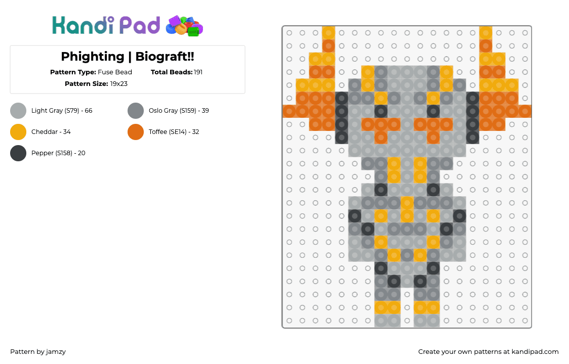 Phighting | Biograft!! - Fuse Bead Pattern by jamzy on Kandi Pad - biograft,phighting,roblox,character,video game,orange,gray