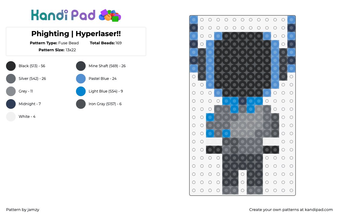 Phighting | Hyperlaser!! - Fuse Bead Pattern by jamzy on Kandi Pad - hyperlaser,phighting,roblox,character,video game,blue,black,gray