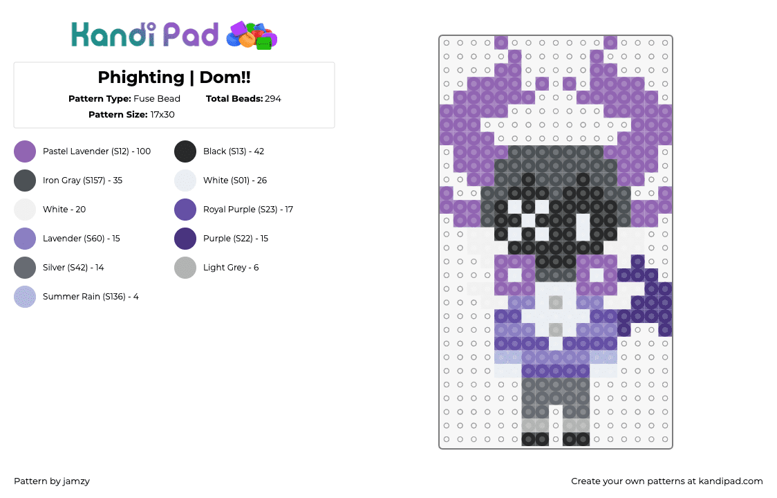 Phighting | Dom!! - Fuse Bead Pattern by jamzy on Kandi Pad - dom,phighting,roblox,character,video game,purple,gray