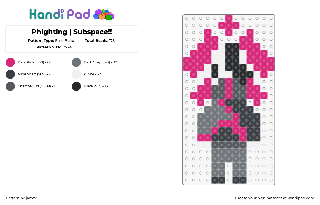 Phighting | Subspace!! - Fuse Bead Pattern by jamzy on Kandi Pad - subspace,phighting,roblox,character,video game,pink,gray