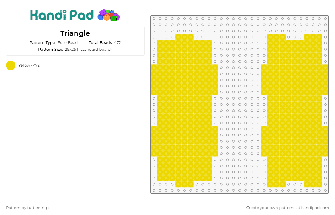 Triangle - Fuse Bead Pattern by turtleemtp on Kandi Pad - triangle,3d,geometric,pyramid,intriguing,creative,classic,beauty,standout,yellow