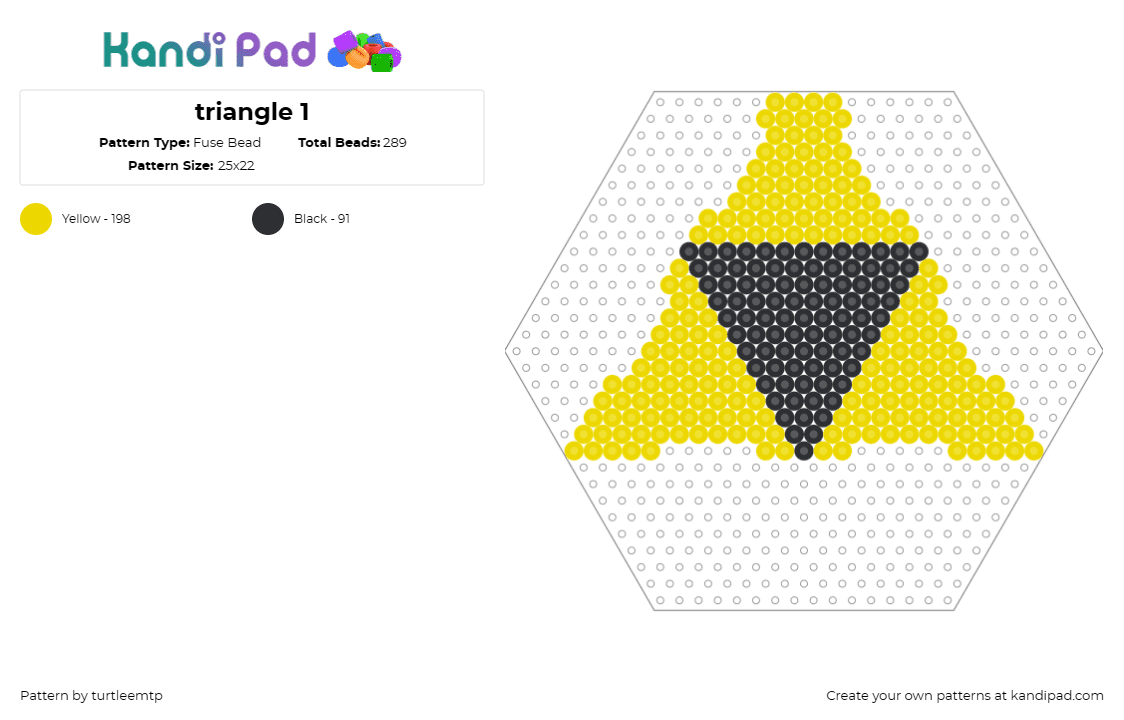 triangle 1 - Fuse Bead Pattern by turtleemtp on Kandi Pad - triangle,geometric,hexagon,pyramid,striking,artful,symmetry,modern,shapes,yellow