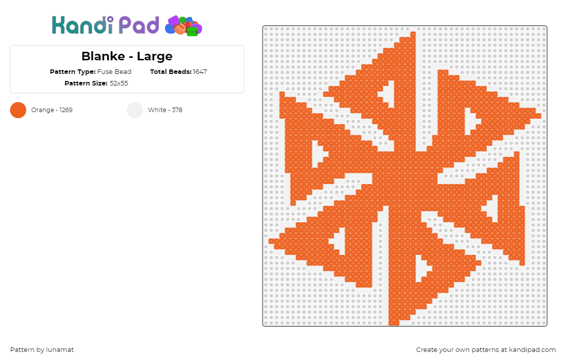 Blanke - Large - Fuse Bead Pattern by lunamat on Kandi Pad - blanke,logo,dj,music,edm,orange