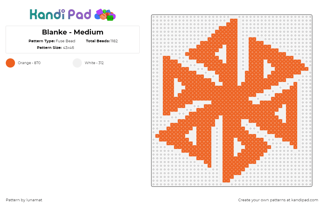 Blanke - Medium - Fuse Bead Pattern by lunamat on Kandi Pad - blanke,logo,dj,music,edm,geometric,orange