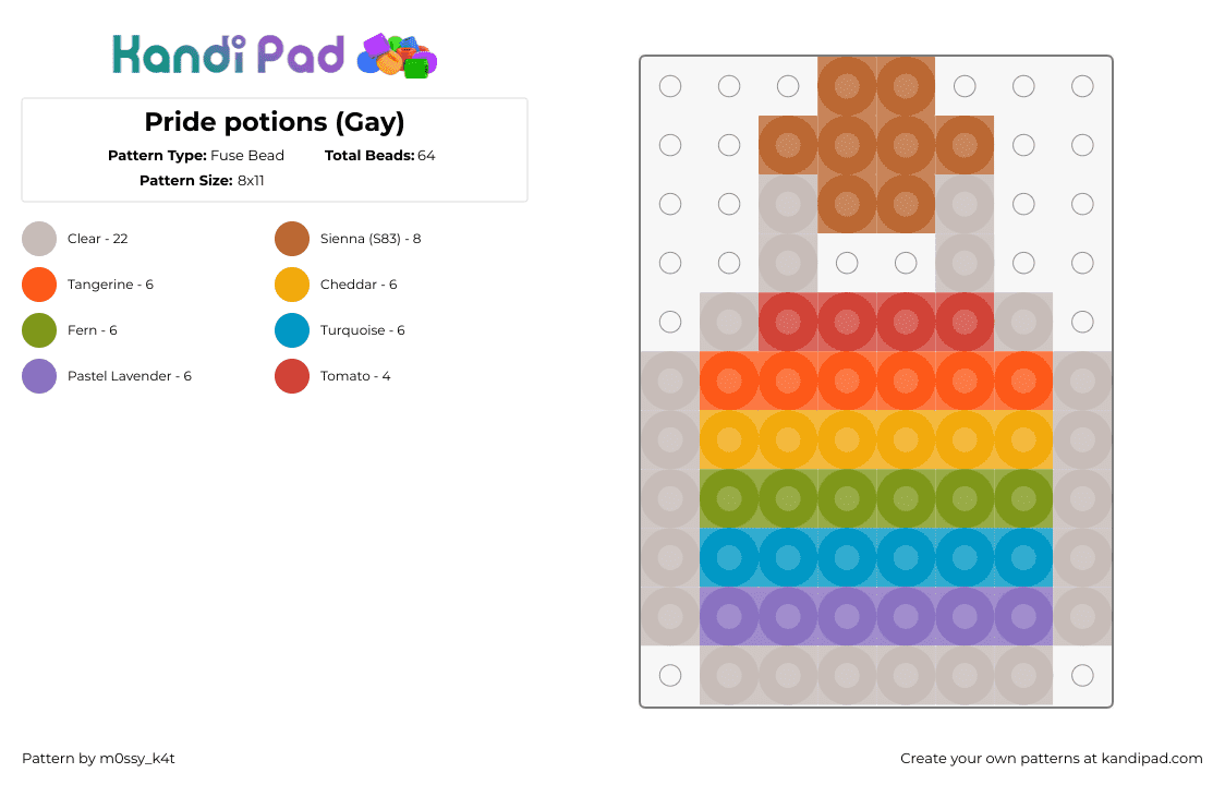 Pride potions (Gay) - Fuse Bead Pattern by m0ssy_k4t on Kandi Pad - gay,potion,pride,colorful,bottle,tan