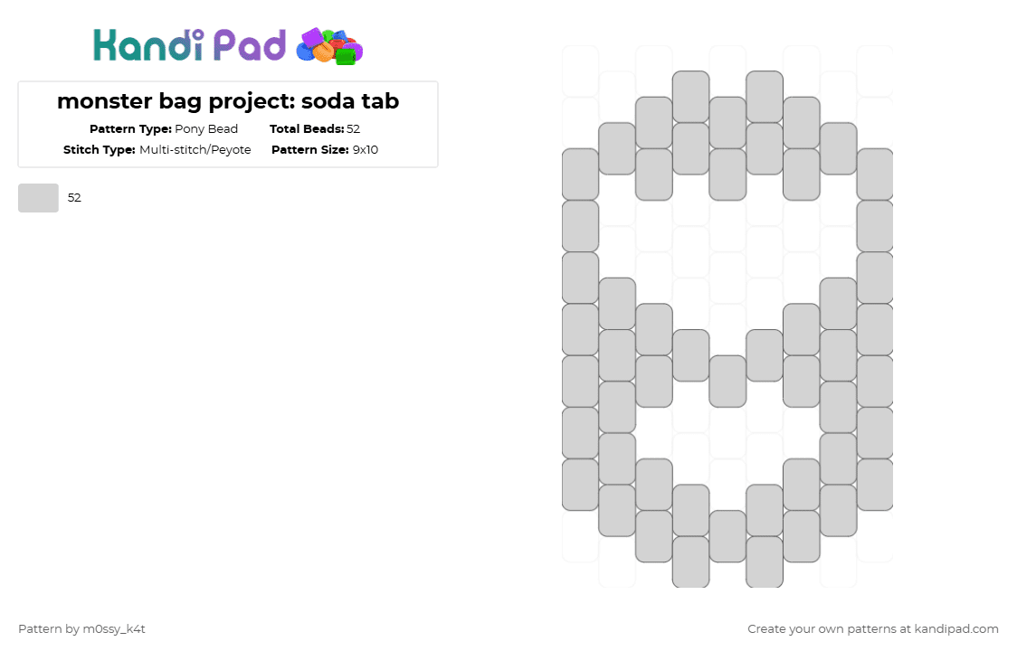 monster bag project: soda tab - Pony Bead Pattern by m0ssy_k4t on Kandi Pad - white,monster,energy,drink