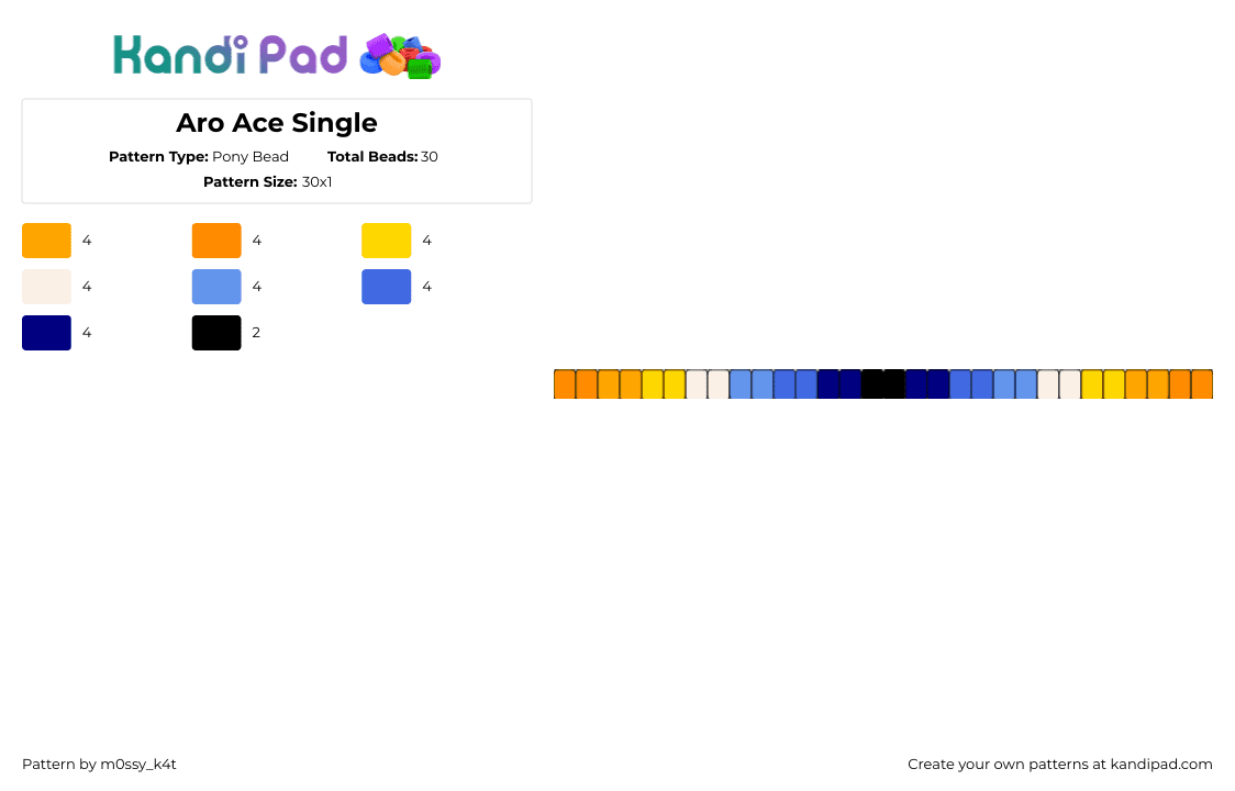 Aro Ace Single - Pony Bead Pattern by m0ssy_k4t on Kandi Pad - aroace,pride,single,bracelet,gradient,orange,blue