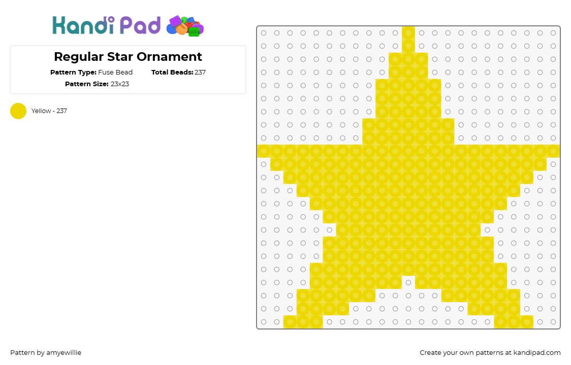 Regular Star Ornament - Fuse Bead Pattern by amyewillie on Kandi Pad - 