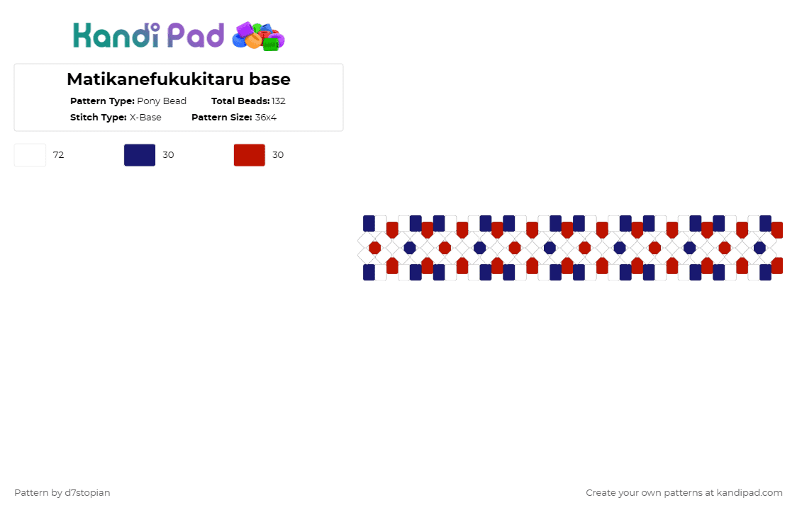 Matikanefukukitaru base - Pony Bead Pattern by d7stopian on Kandi Pad - purple,red