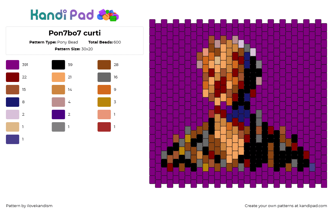 Pon7bo7 curti - Pony Bead Pattern by ilovekandism on Kandi Pad - ponyboy,michael curtis,outsiders,panel,purple,tan