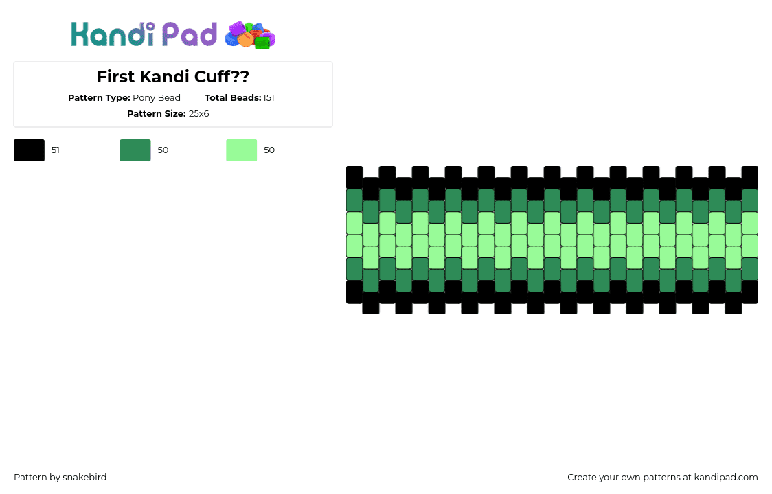 First Kandi Cuff?? - Pony Bead Pattern by snakebird on Kandi Pad - neon,gradient,slime,glow,cuff,green,black