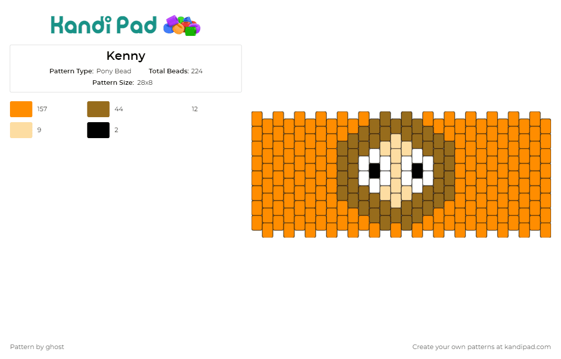 Kenny - Pony Bead Pattern by ghost on Kandi Pad - kenny,south park,cartoon,cuff