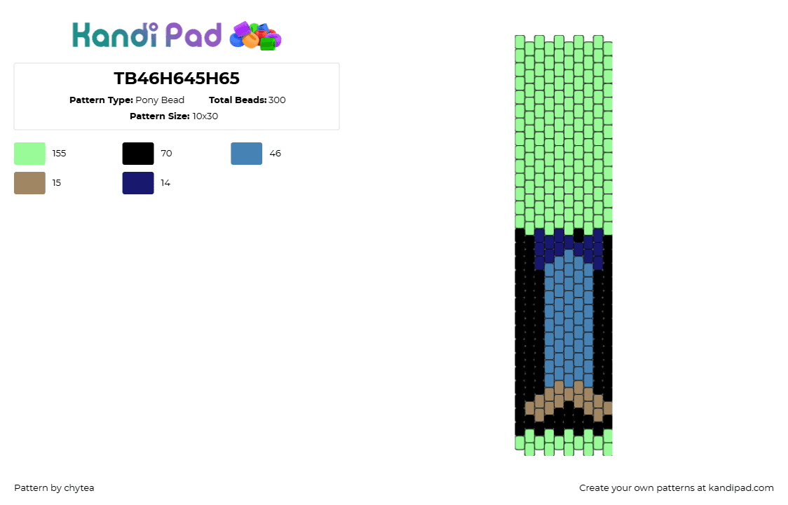 TB46H645H65 - Pony Bead Pattern by chytea on Kandi Pad - panel,sword,green