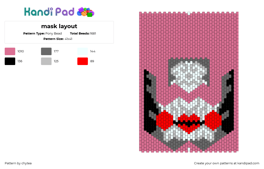 mask layout - Pony Bead Pattern by chytea on Kandi Pad - geometric,diamonds,pink