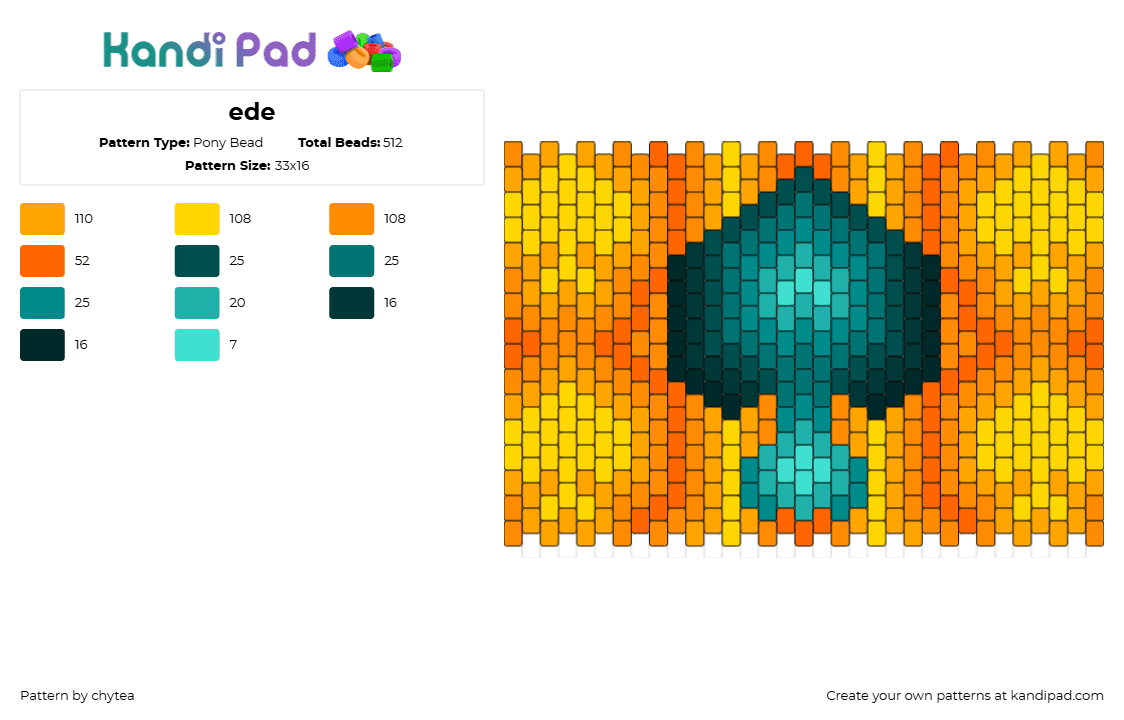 ede - Pony Bead Pattern by chytea on Kandi Pad - spades,cards,suit,fiery,glow,gradient,cuff,gaming,green,orange,yellow