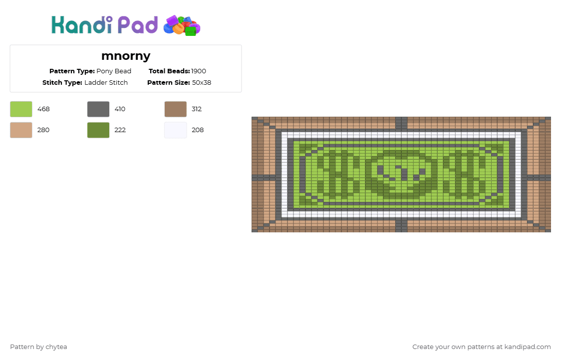 mnorny - Pony Bead Pattern by chytea on Kandi Pad - money,dollar,gray,green