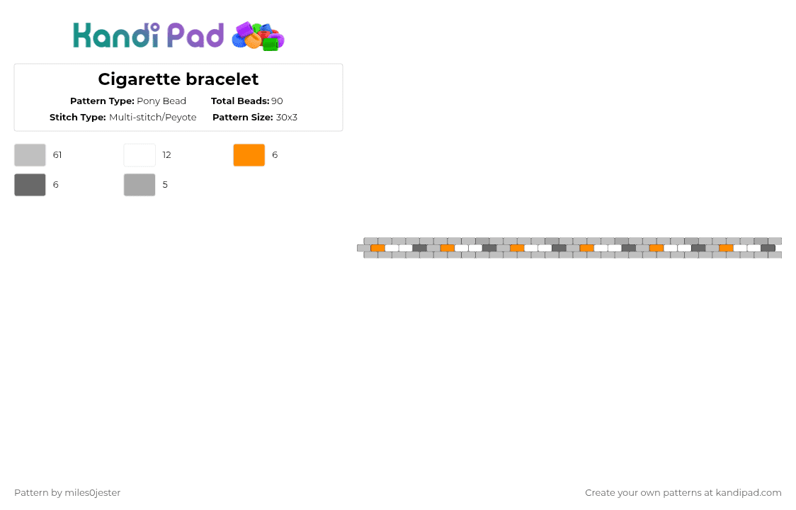 Cigarette bracelet - Pony Bead Pattern by miles0jester on Kandi Pad - beige