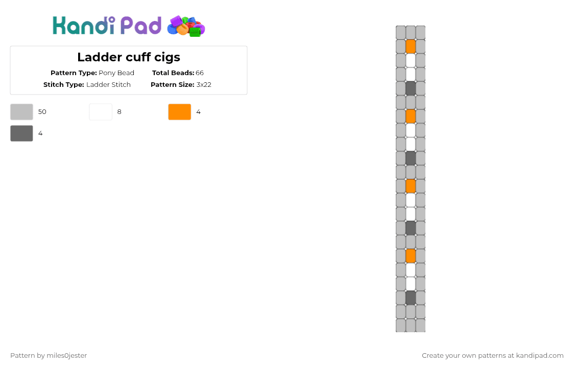 Ladder cuff cigs - Pony Bead Pattern by miles0jester on Kandi Pad - beige