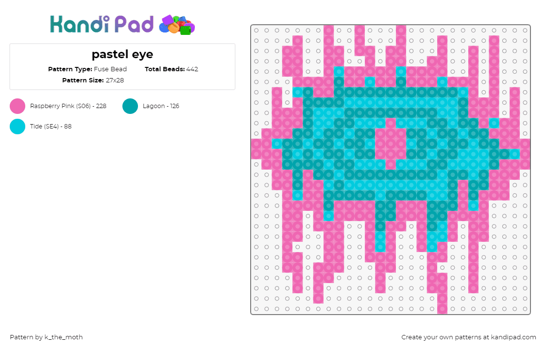 pastel eye - Fuse Bead Pattern by k_the_moth on Kandi Pad - eye,trippy,drippy,melting,teal,pink