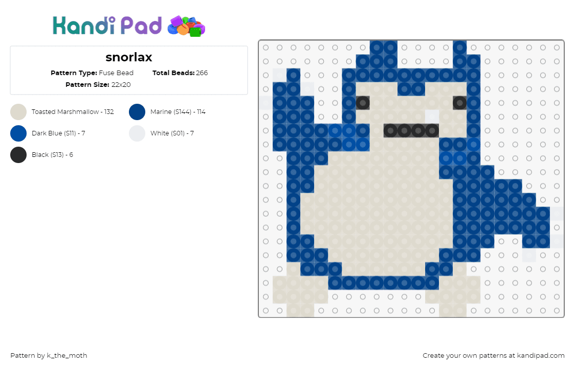 snorlax - Fuse Bead Pattern by k_the_moth on Kandi Pad - snorlax,pokemon,character,gaming,beige,blue