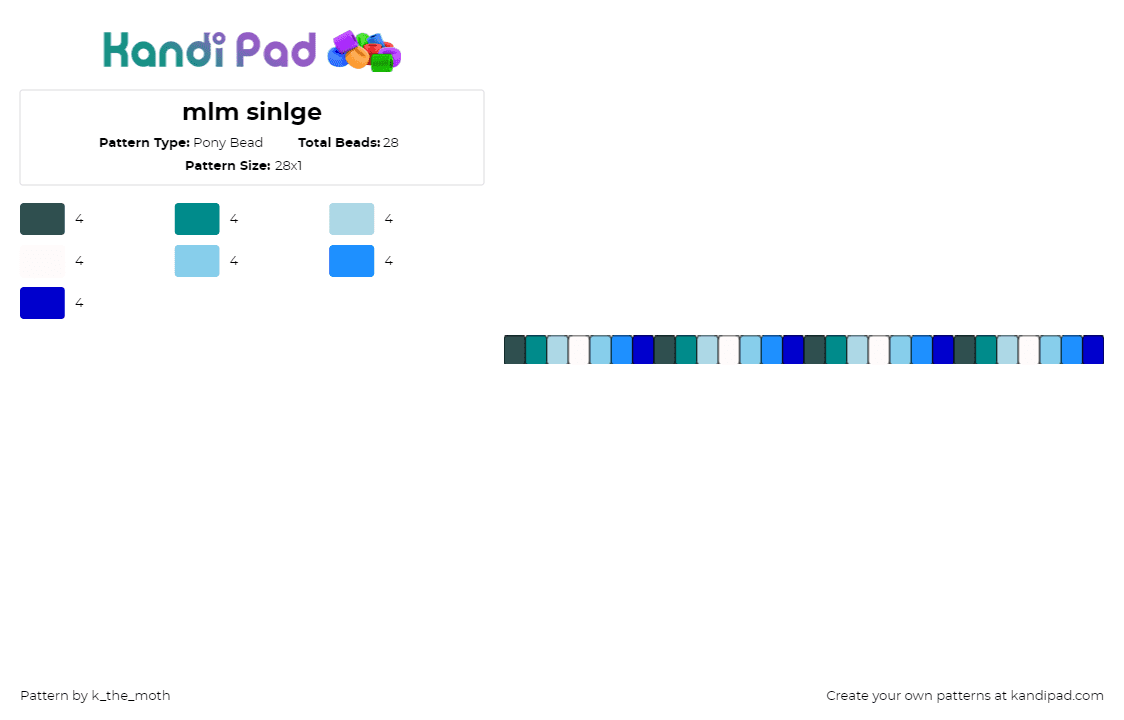 mlm sinlge - Pony Bead Pattern by k_the_moth on Kandi Pad - mlm,gay,pride,single,bracelet,gradient,blue,teal,green