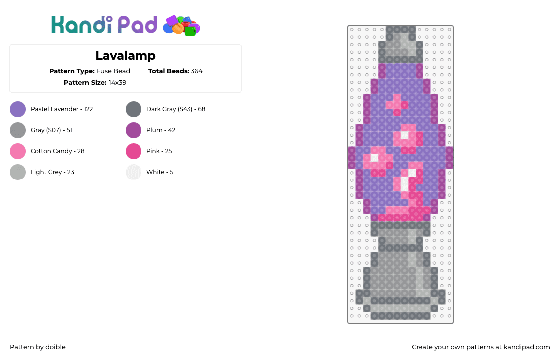 Lavalamp - Fuse Bead Pattern by doible on Kandi Pad - lava lamp,classic,nostalgia,retro,gray,purple,pink