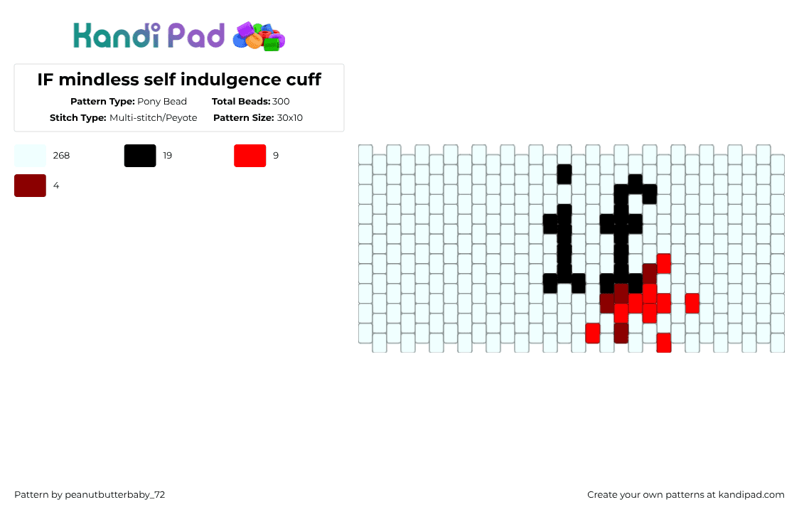 IF mindless self indulgence cuff - Pony Bead Pattern by peanutbutterbaby_72 on Kandi Pad - white,msi,mindless self indulgence,if,peyote stitch