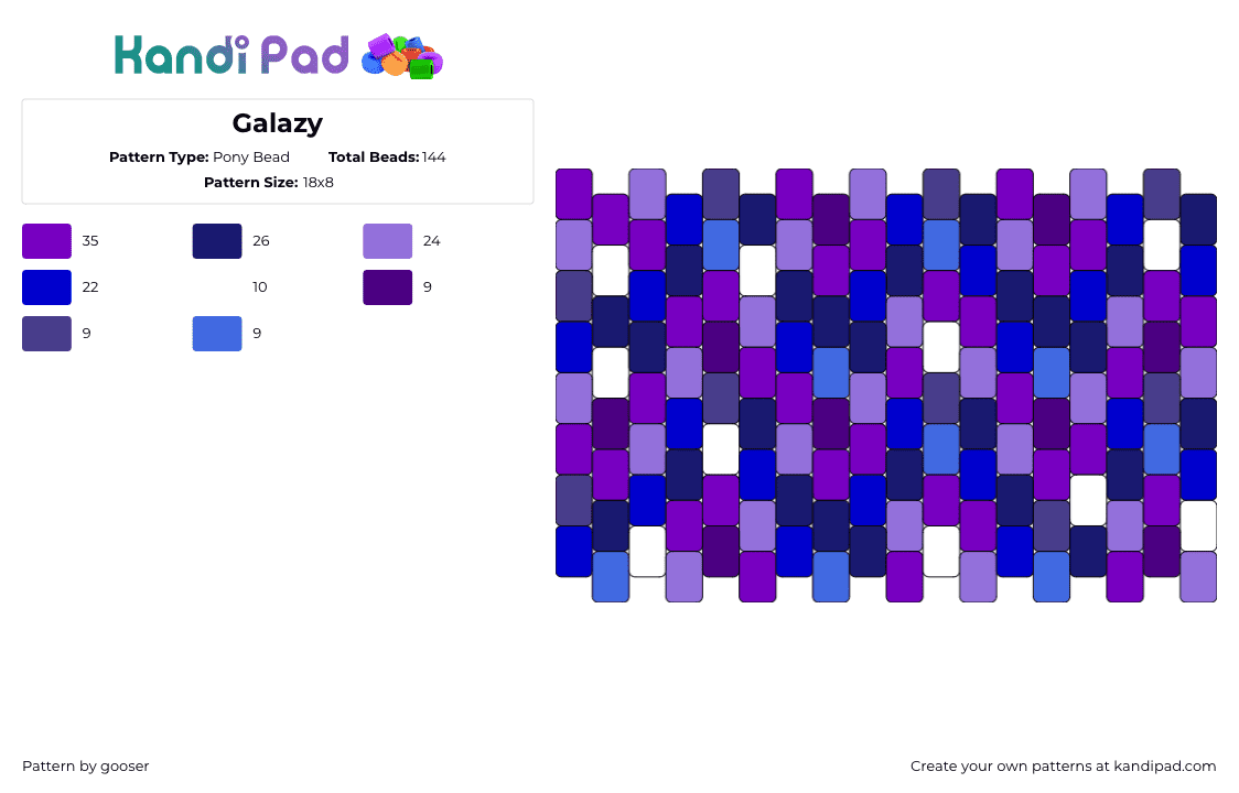 Galazy - Pony Bead Pattern by gooser on Kandi Pad - galaxy,space,panel,purple,blue