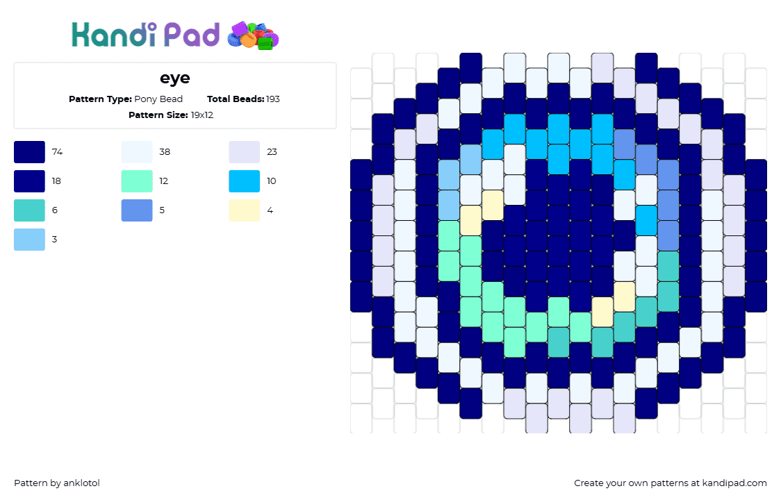 eye - Pony Bead Pattern by anklotol on Kandi Pad - eye,eyeball,gradient,blue,teal,green