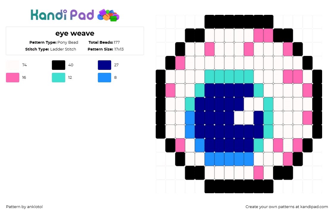 eye weave - Pony Bead Pattern by anklotol on Kandi Pad - white,purple