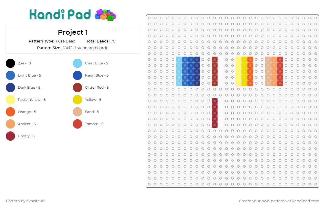 Project 1 - Fuse Bead Pattern by evocircuit on Kandi Pad - 