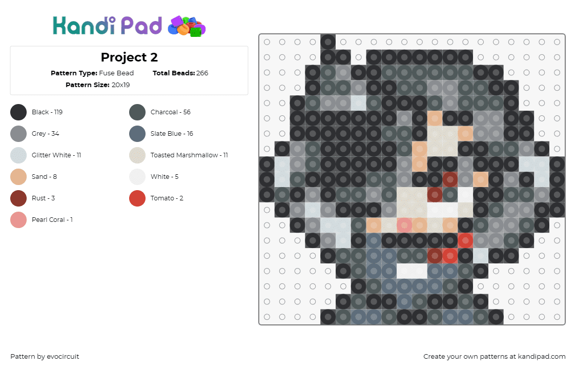 Project 2 - Fuse Bead Pattern by evocircuit on Kandi Pad - 