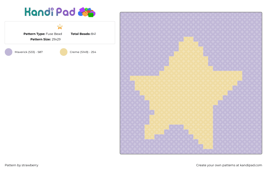 ⭐️ - Fuse Bead Pattern by strawberry on Kandi Pad - star,panel,pastel,purple,yellow