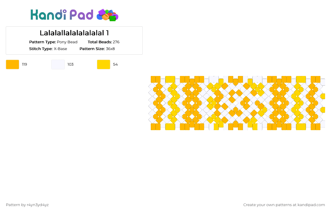 Orange and yellow Sun xbase cuff 1 - Pony Bead Pattern by r4yn3yd4yz on Kandi Pad - orange,yellow,nature,whimsical,twee